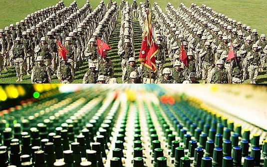 Exército e botões de um mixer