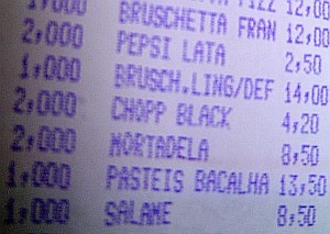 Comanda da conta com dois 