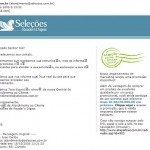 Email de resposta da Seleções